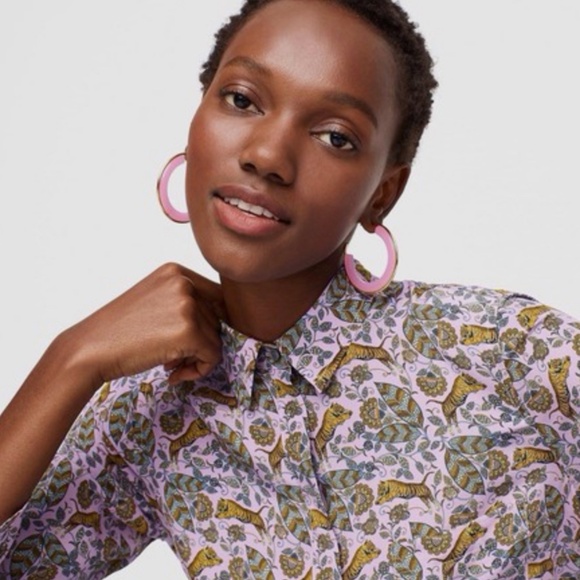 J.Crew Silk Floral Tiger Blouse Size 12 - Picture 3 of 6